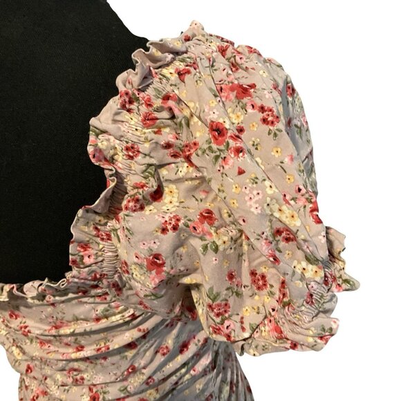 ASTR Shirred Flutter Floral Feminine Summer Party Ruched Mini Dress Size Small - Picture 6 of 11